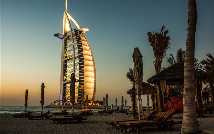 Dubai, Hotel, Meer, Sonnenuntergang Hintergrundbilder Bilder