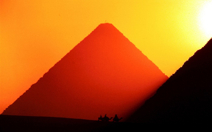 Ägypten, Gizeh, Pyramiden, Sonnenuntergang Hintergrundbilder Bilder