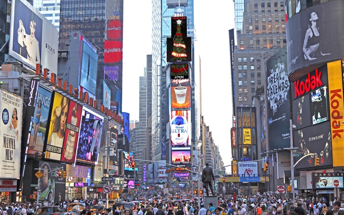 New York, Times Square, Wolkenkratzer, Straße, Menschen Hintergrundbilder Bilder