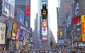 New York, Times Square, Wolkenkratzer, Straße, Menschen