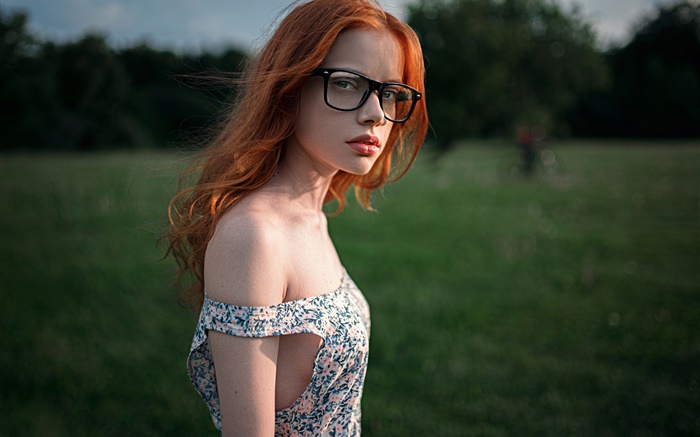 Rote Haare Mädchen, Brille Hintergrundbilder Bilder