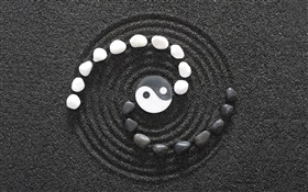 Yin und Yang Klatsch, schwarz und weiß HD Hintergrundbilder