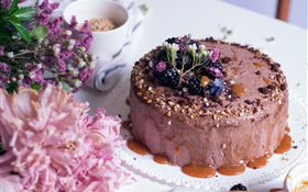 Sahnekuchen, Blumen, Dessert HD Hintergrundbilder