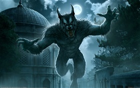 Vollmond, Werwolf, Fantasiekunst HD Hintergrundbilder