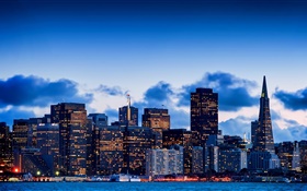 Stadt in der Dämmerung, Wolkenkratzer, San Francisco, Kalifornien, USA HD Hintergrundbilder