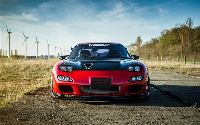 Mazda RX-7 rote Auto Vorderansicht Hintergrundbilder Bilder
