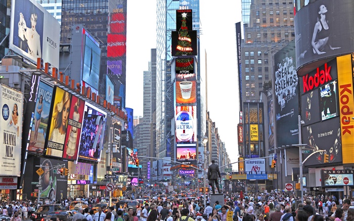 New York, Times Square, Wolkenkratzer, Straße, Menschen, USA Hintergrundbilder Bilder