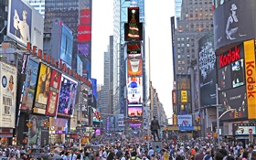 New York, Times Square, Wolkenkratzer, Straße, Menschen, USA HD Hintergrundbilder