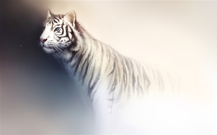 Weiße Tiger-Aquarellmalerei Hintergrundbilder Bilder