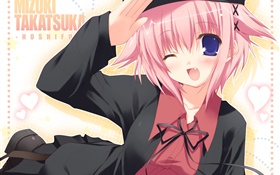 Rosa Haar Anime Mädchen, Lächeln HD Hintergrundbilder