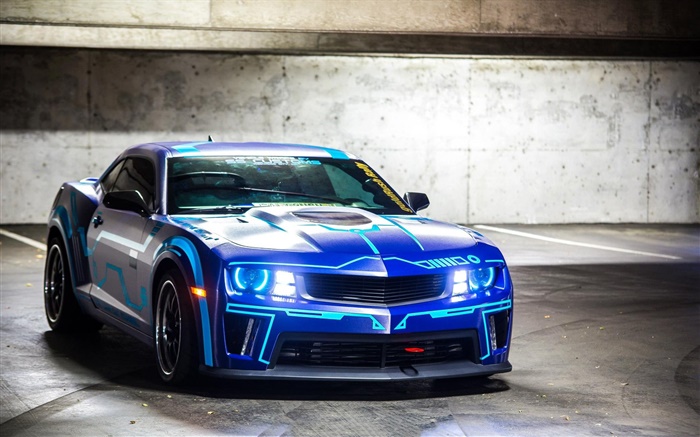 Chevrolet Camaro blaues Auto Vorderansicht Hintergrundbilder Bilder