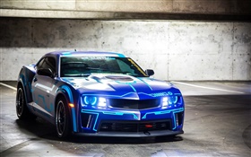 Chevrolet Camaro blaues Auto Vorderansicht HD Hintergrundbilder