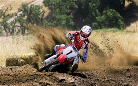 Motorradrennen, Honda, Schmutz HD Hintergrundbilder