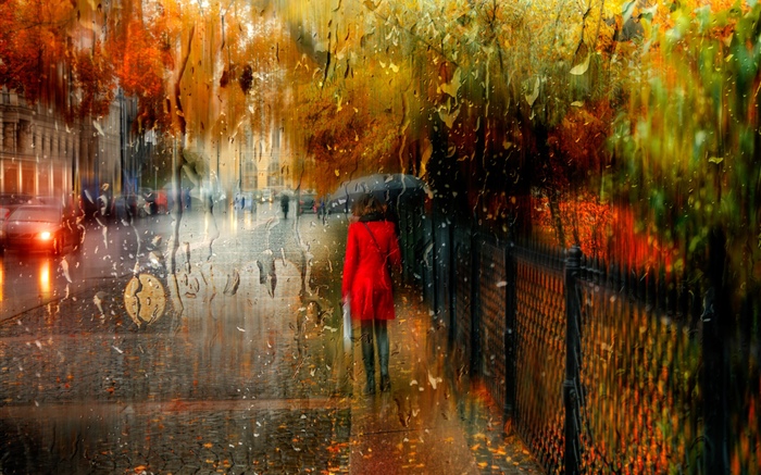 Regen, Stadt, Menschen, Wasser, Regenschirm Hintergrundbilder Bilder