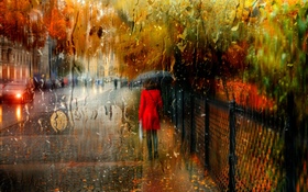 Regen, Stadt, Menschen, Wasser, Regenschirm HD Hintergrundbilder