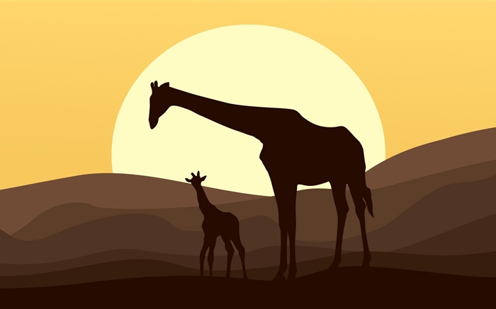 Vektor, Silhouette, Giraffe Hintergrundbilder Bilder