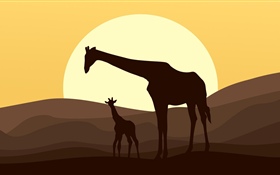 Vektor, Silhouette, Giraffe HD Hintergrundbilder