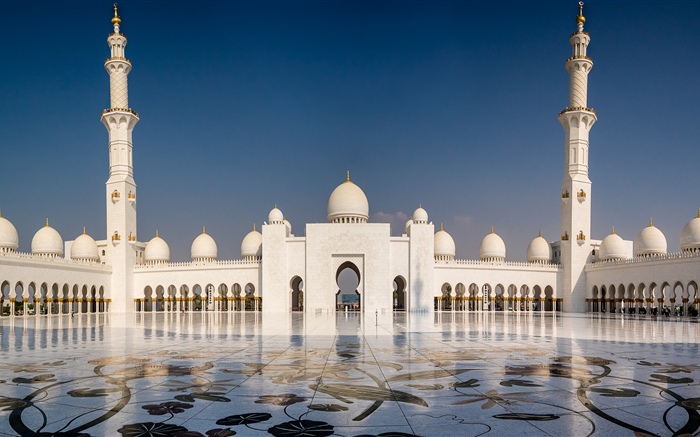 Abu Dhabi, Sheikh Zayed Grand Moschee, Vereinigte Arabische Emirate Hintergrundbilder Bilder