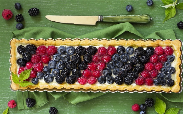 Beeren, Kuchen, Kuchen, Messer Hintergrundbilder Bilder