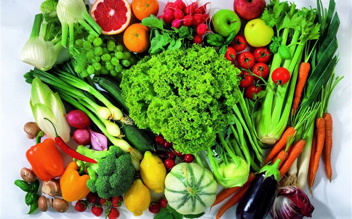 Viele Arten von Gemüse und Obst Hintergrundbilder Bilder