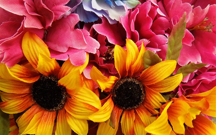 Künstliche Blumen, Sonnenblumen Hintergrundbilder Bilder