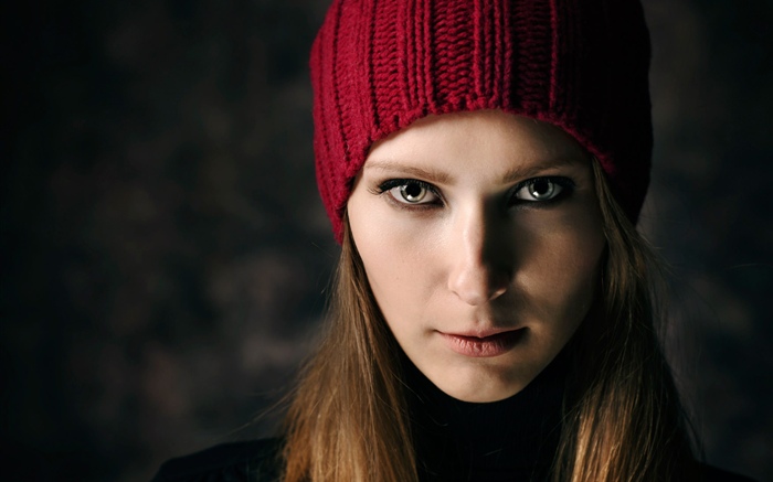 Blonde Mädchen, roter Hut Hintergrundbilder Bilder
