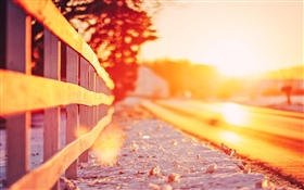 Zaun, Sonnenuntergang, Blendung HD Hintergrundbilder