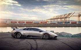 Lamborghini Supersportwagen aus Silber HD Hintergrundbilder