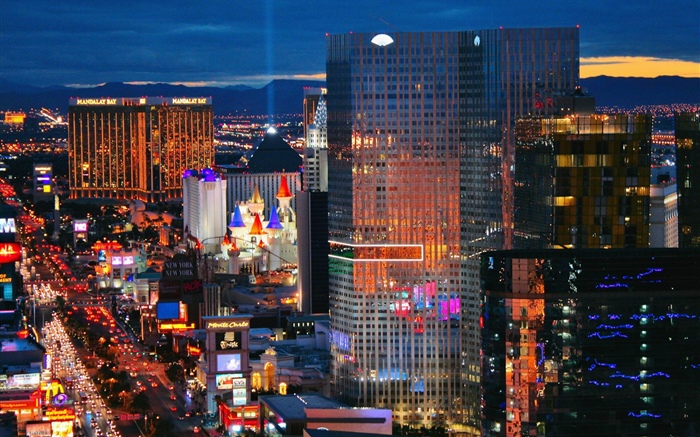 Las Vegas, USA, Stadtnacht, Wolkenkratzer Hintergrundbilder Bilder