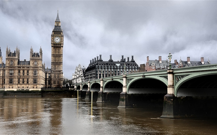 London, Fluss, Brücke, Big Ben, England Hintergrundbilder Bilder