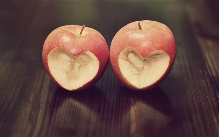 Zwei Äpfel, Liebesherz Hintergrundbilder Bilder