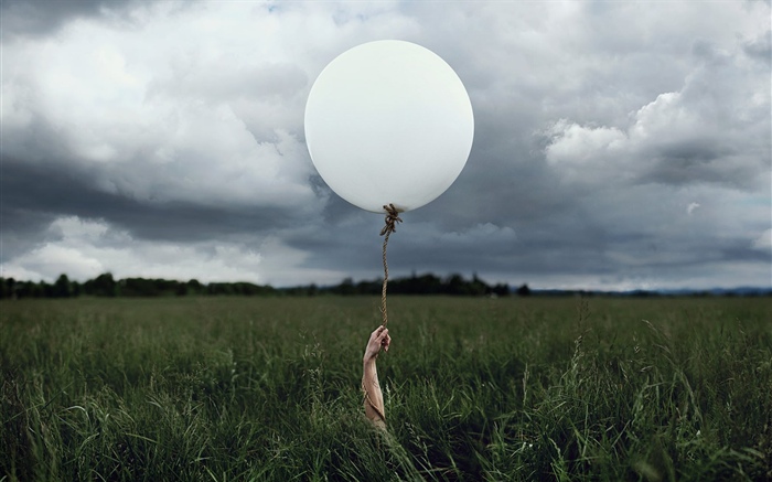 Weißer Ballon, Gras Hintergrundbilder Bilder