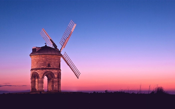 Windmühle, Sonnenuntergang Hintergrundbilder Bilder