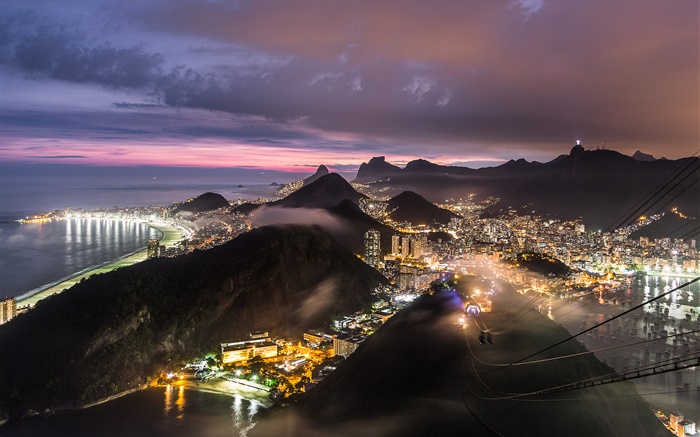 Brasilien, Nacht, Top Blick, Stadt, Lichter Hintergrundbilder Bilder