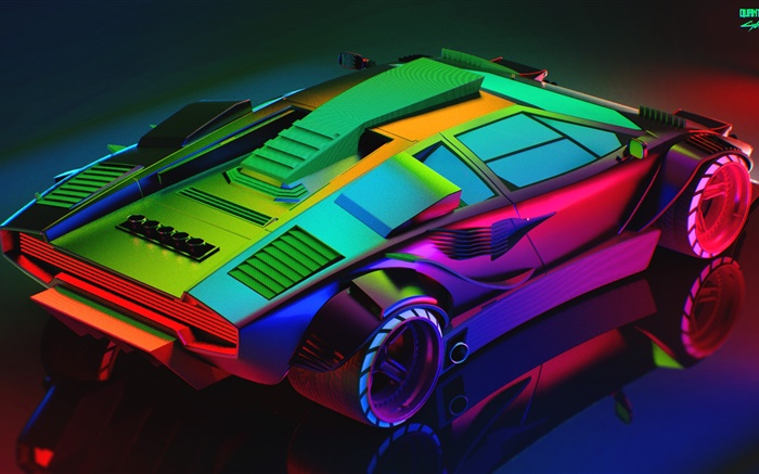 Lamborghini, Neon, farbenfrohes Design Hintergrundbilder Bilder