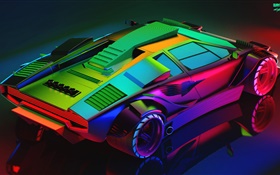 Lamborghini, Neon, farbenfrohes Design