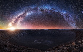 Sterne, Nacht, Krater, Steine, Himmel HD Hintergrundbilder