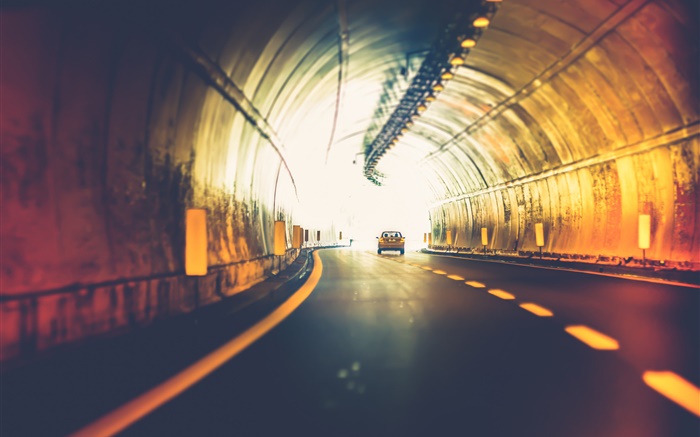 Tunnel, Auto, Licht, Straße Hintergrundbilder Bilder
