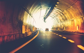 Tunnel, Auto, Licht, Straße HD Hintergrundbilder